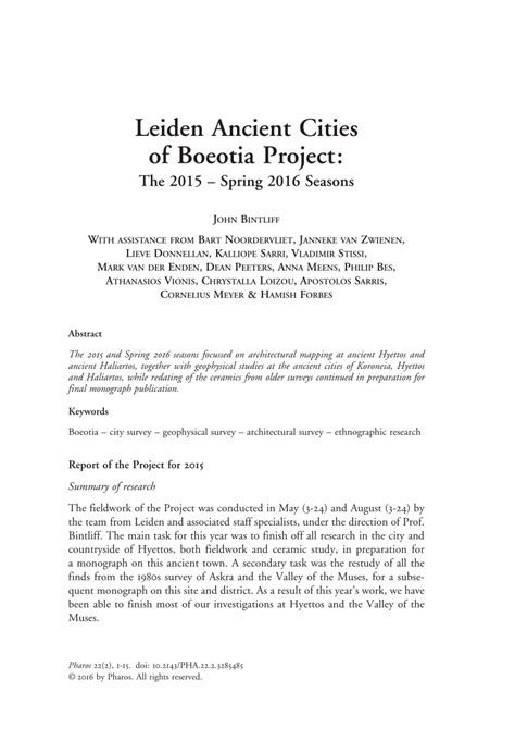 (PDF) Leiden Ancient Cities of Boeotia Project: The 2015 - Spring 2016 ...