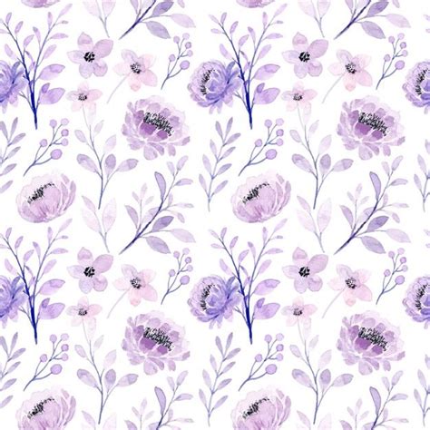 Premium Vector | Soft purple floral seamless pattern with watercolor ...