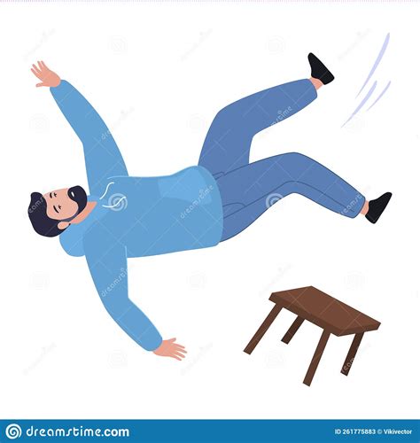 Falling Male. Man Fell Off Stool Vector Isometric Dangerous Moving Risk ...