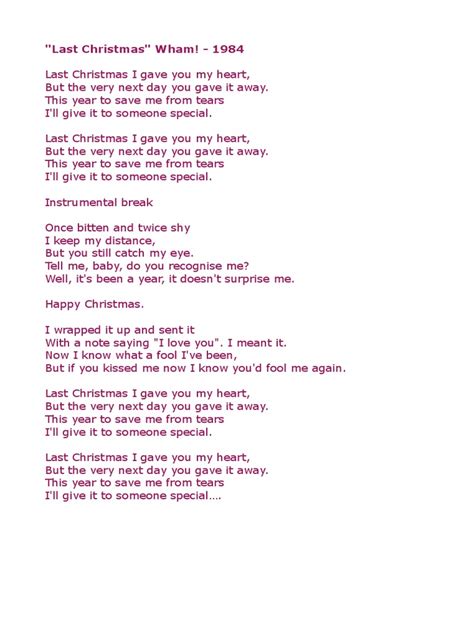 Last Christmas Lyrics | PDF