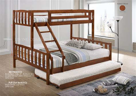 DOUBLE DECKER THICK BASE QUEEN + SINGLE DOUBLE DECKER BUNK WOODEN ...