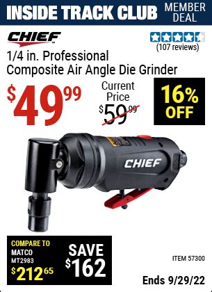 CHIEF 1/4 In. Professional Composite Air Angle Die Grinder for $49.99 ...