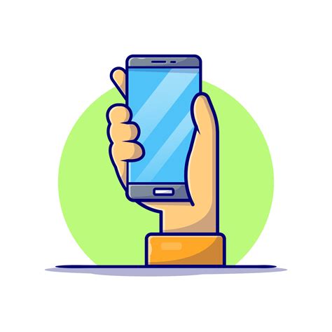 Hand With Phone Cartoon Vector Icon Illustration. Technology Object ...