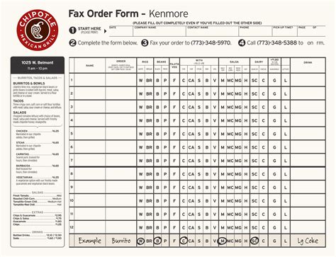 Chipotle Menu Printable Order Form - Printable Form, Templates and Letter