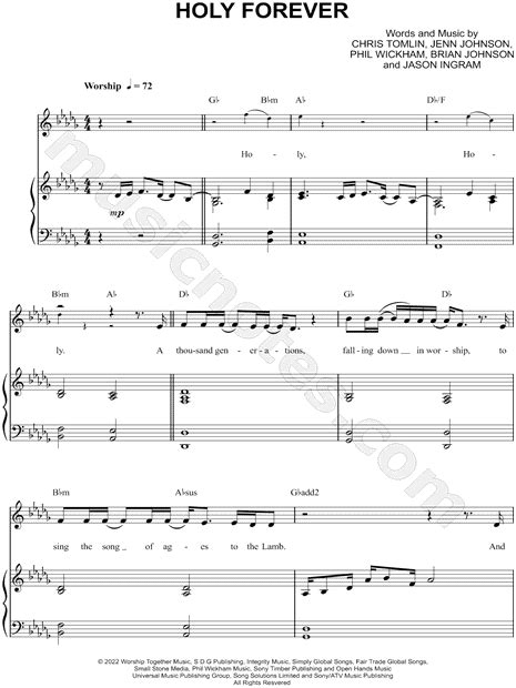 Chris Tomlin "Holy Forever" Sheet Music in Db Major (transposable ...