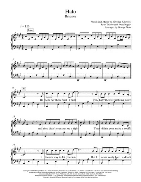 Halo By Beyonce (Easy Piano) By Beyonce - Digital Sheet Music For Piano ...