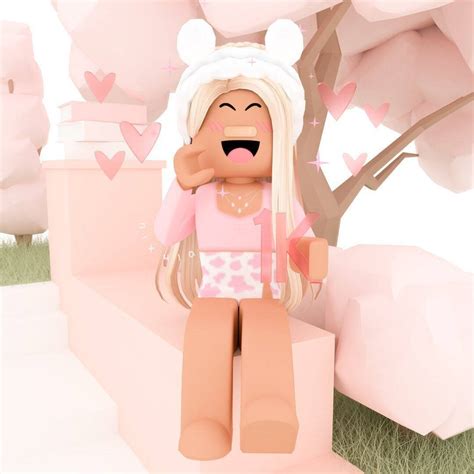 Download Aesthetic Roblox Girl Seated On Pink Bench Wallpaper ...