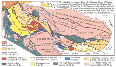 Tectonic map of the Kola Peninsula and adjacent regions of northern ...