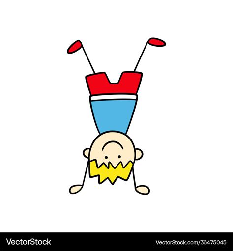 Funny little boy is standing upside down cute kid Vector Image