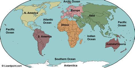 10+ A map of the world showing all continents countries and oceans ...