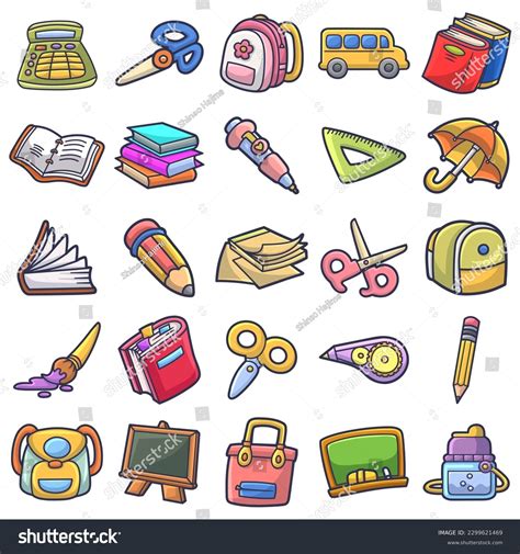 Vector Bundle Assorted School Supplies Cute Stock Vector (Royalty Free ...