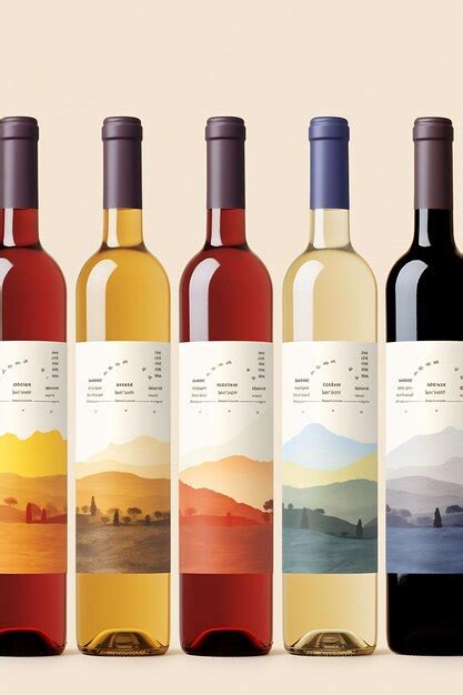 Premium AI Image | a series of wine bottles with different colored labels