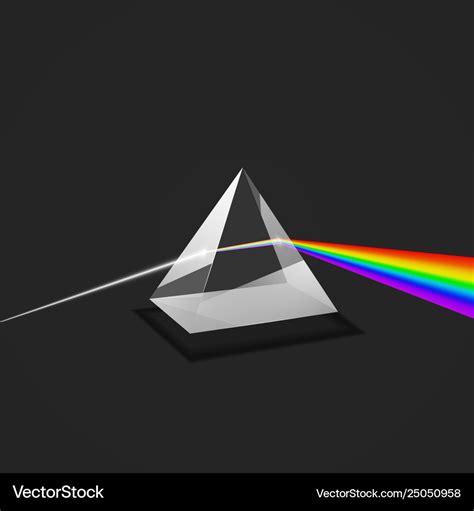 Dispersion colorful spectrum light glass prism Vector Image