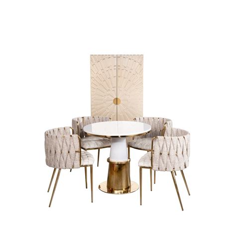 Mercer41 Gold and White Dining Table | Wayfair