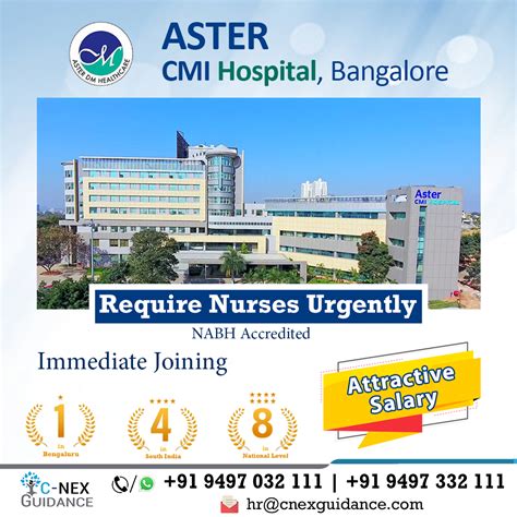 Nursing Recruitment for Aster CMI Hospital, Bangalore - C-Nex Guidance ...