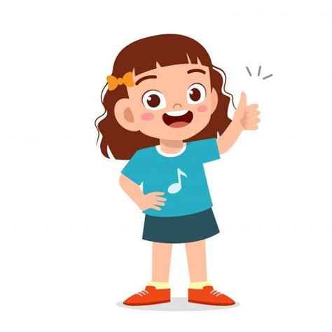 Premium Vector | Happy cute kid girl with thumb up | Cartoon kids, Kids ...