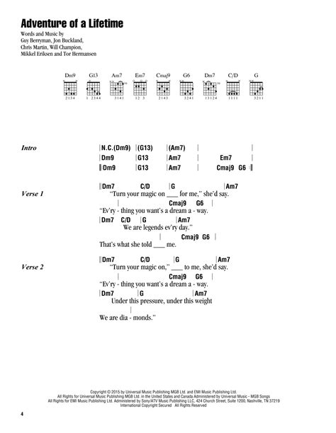 Adventure Of A Lifetime by Coldplay - Guitar Chords/Lyrics - Guitar ...