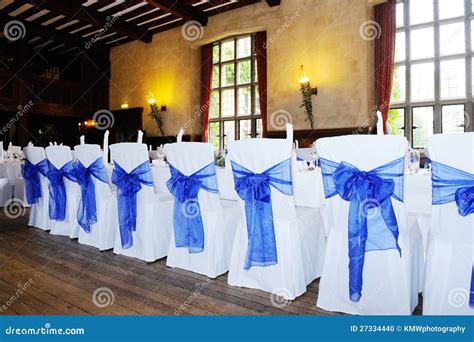 Blue chair cover stock photo. Image of event, decoration - 27334440