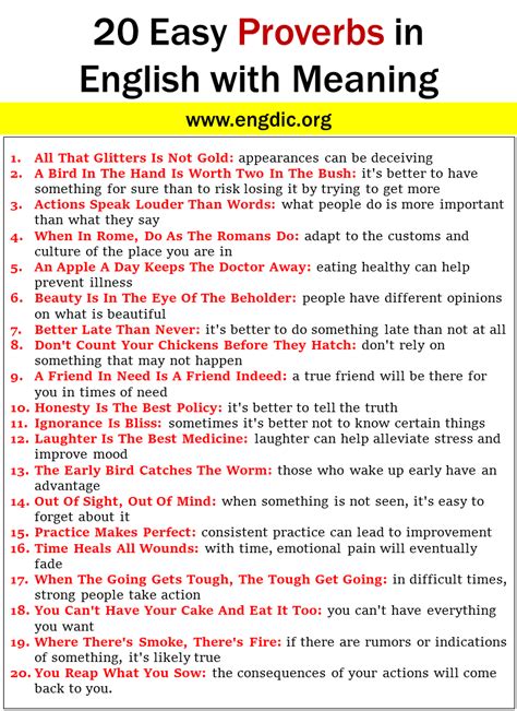 20 Easy Proverbs in English with Meaning - EngDic