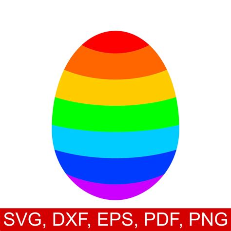 Rainbow Easter Egg SVG file with 7 colorful bands painted on its shell ...