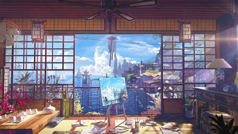 City, Sea, Anime, Scenery, Digital Art, 4K, #6.1300 Wallpaper