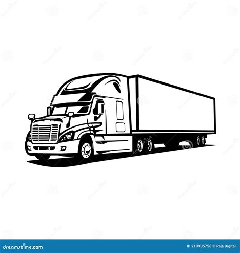 Silhouette Of Semi Truck Vector In White Background | CartoonDealer.com ...