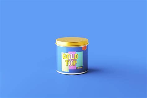 Gold Top Nuts – Cashew Nut Tin Can Mockup - Mockup Free