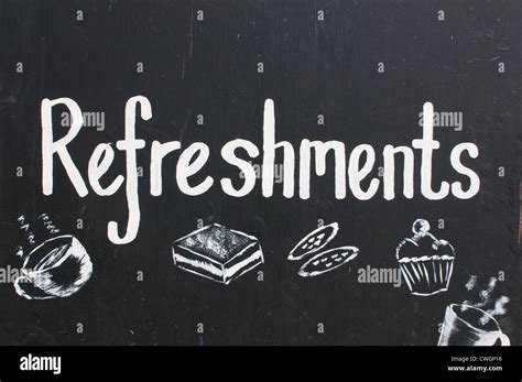 Refreshments sign at café Stock Photo - Alamy