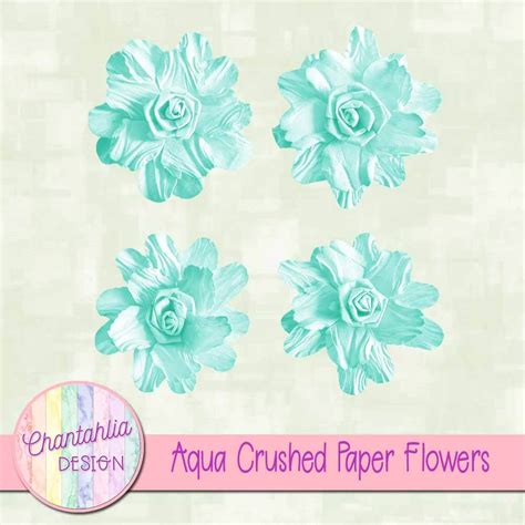 Free Aqua Crushed Paper Flowers Design Elements