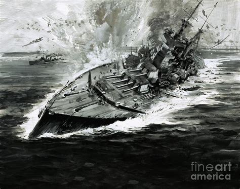 Sinking Battleship Painting by Graham Coton - Pixels