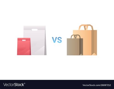 Paper vs plastic bags different packages packet Vector Image