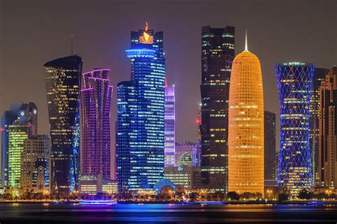 Night skyline of Doha, Qatar Photograph by Stefano Politi Markovina ...