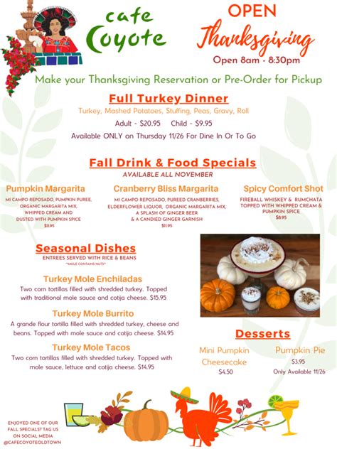 Thanksgiving Menu - Cafe Coyote