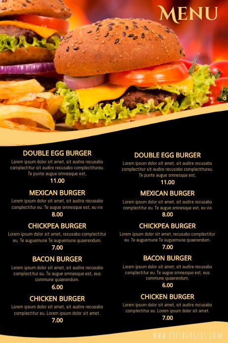 Burger Restaurant Menu Template | PosterMyWall