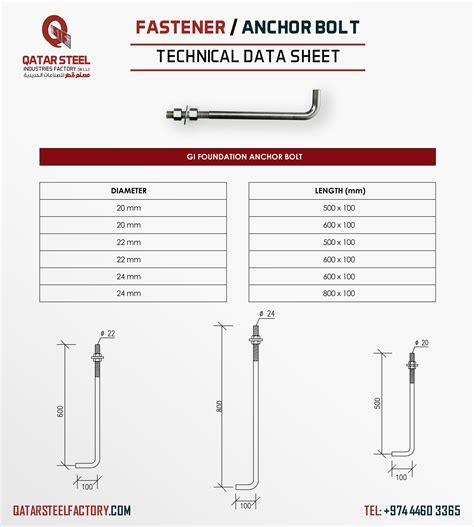 GI Anchor Bolts and Fasteners Suppliers in Qatar: GI Foundation Bolt