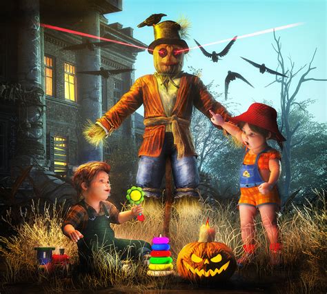 Stephan Grixti - The Possessed Scarecrow in Halloween - Fantasy Digital Art