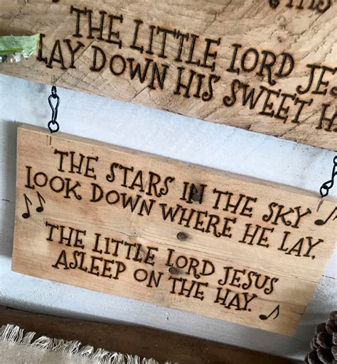 Wood Nativity Scene Away in the Manger Wall Art Christmas - Etsy