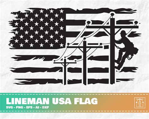 Lineman USA Flag, Lineman Svg, Lineman Clipart, Electrician Svg ...