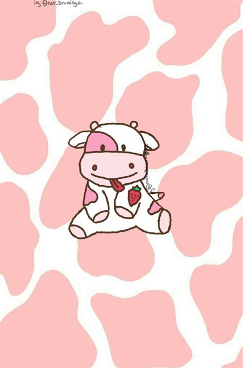 Nat_drawingxx on IG made this strawberry cow | Cow wallpaper, Cow print ...