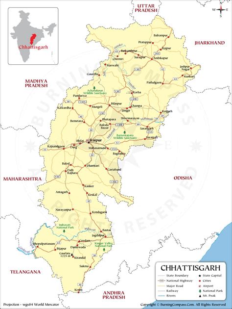 Chhattisgarh Map, Chhattisgarh State Map, Chhattisgarh ka Naksha