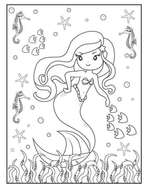 Free Mermaid Coloring Pages for Download (PDF) - VerbNow