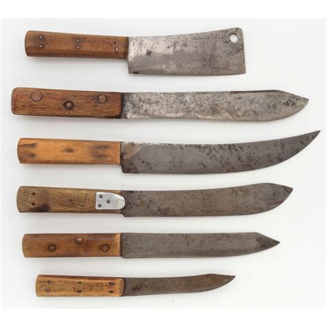 Lot of Six (6) Early Butcher Knives