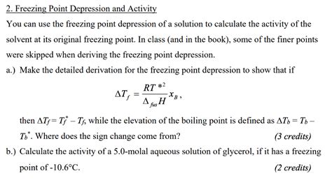 2. Freezing Point Depression and Activit You can use | Chegg.com ...