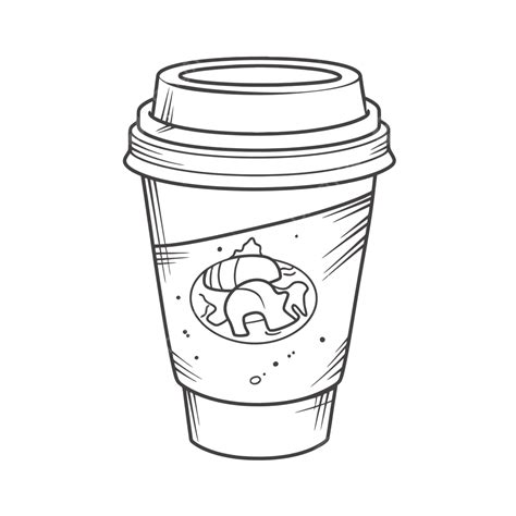 The Line Drawing Of A Coffee Cup Outline Sketch Vector, Coffee Drawing ...