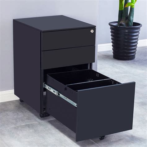 Rolling File Cabinets with 3-Drawer, Anti-tilt Locking Lateral File ...