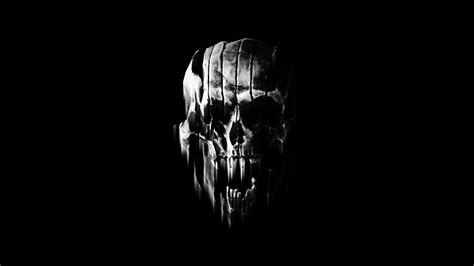 Skull Wallpaper 4K, Black, Monochrome, 5K, AMOLED