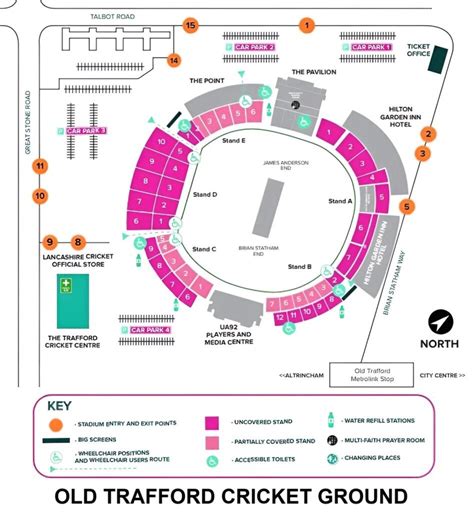 Old Trafford Cricket Ground Seating Chart with Rows and Seat Numbers 2024