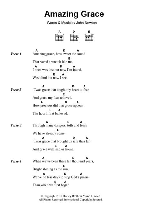 Amazing Grace by Traditional - Guitar Chords/Lyrics - Guitar Instructor