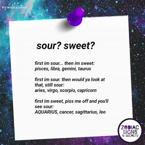 What Are The Signs First, Sweet Or Sour? | Zodiac signs astrology ...