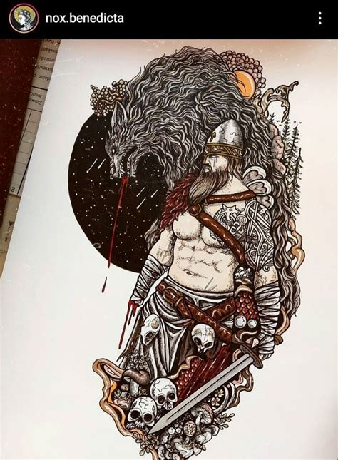 Tyr and Fenrir Hand Signed Print Norse Gods - Etsy. Nox Benedicta ...